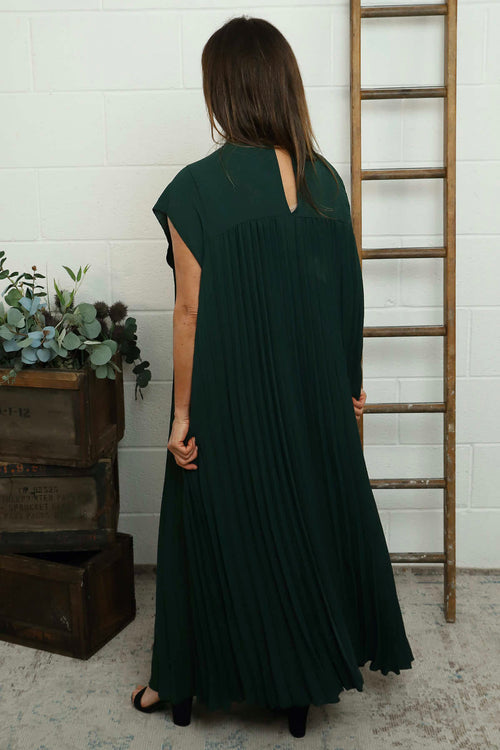 Renata Pleated Dress Bottle Green - Image 4