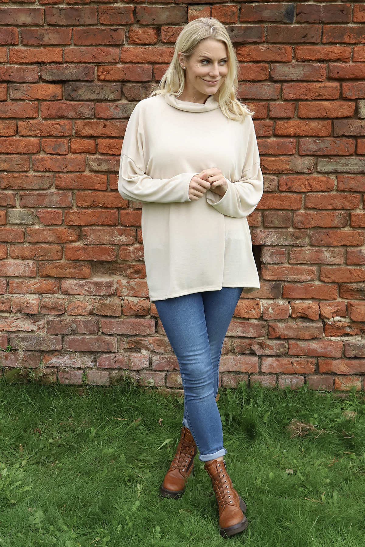Tarka Cowl Neck Top Stone