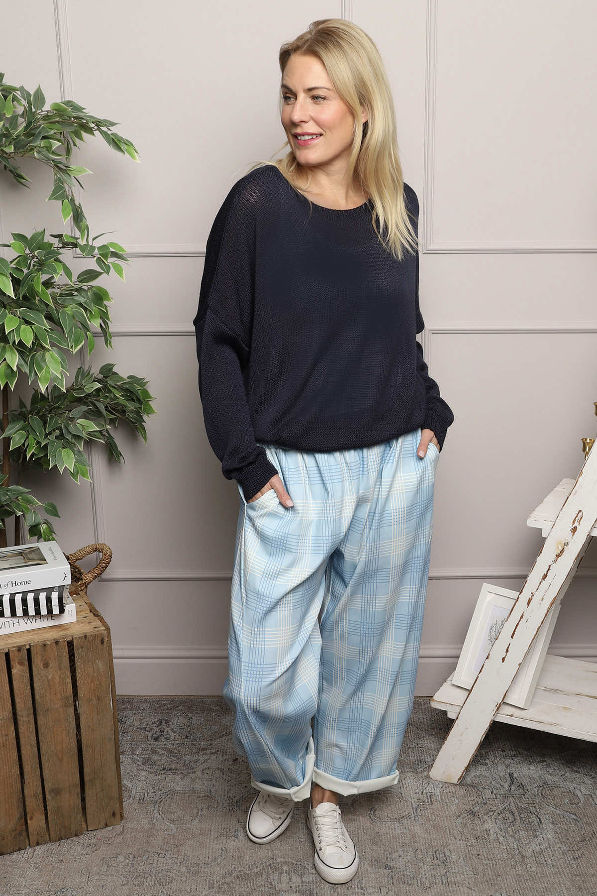 Kirri Check Trousers Light Blue