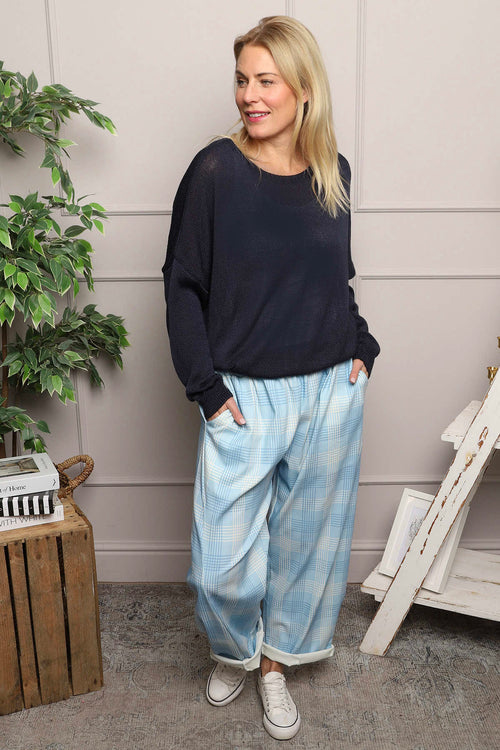 Kirri Check Trousers Light Blue - Image 1