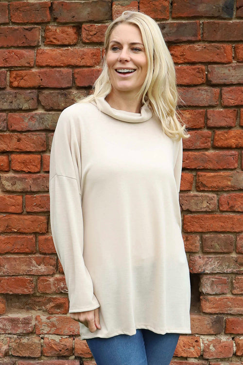 Tarka Cowl Neck Top Stone - Image 2