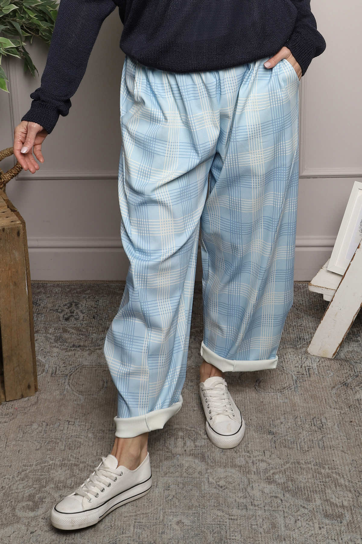 Kirri Check Trousers Light Blue