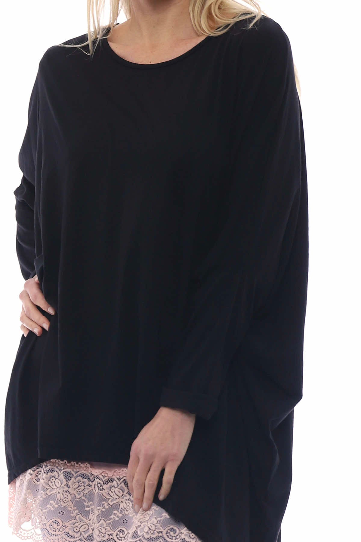 Slouch Jersey Top Black
