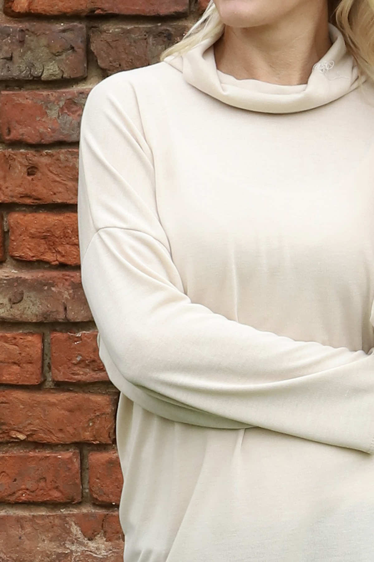 Tarka Cowl Neck Top Stone