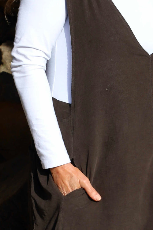 Cara Needlecord Dress Cocoa - Image 3