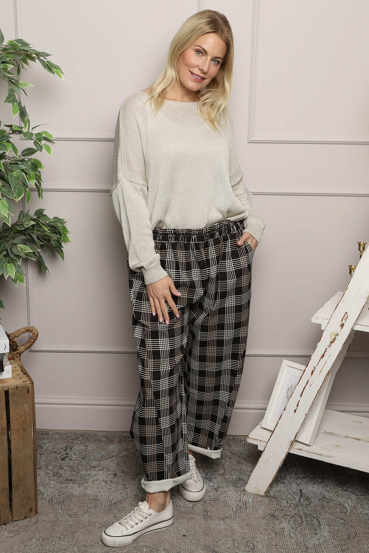 Kirri Check Trousers Black