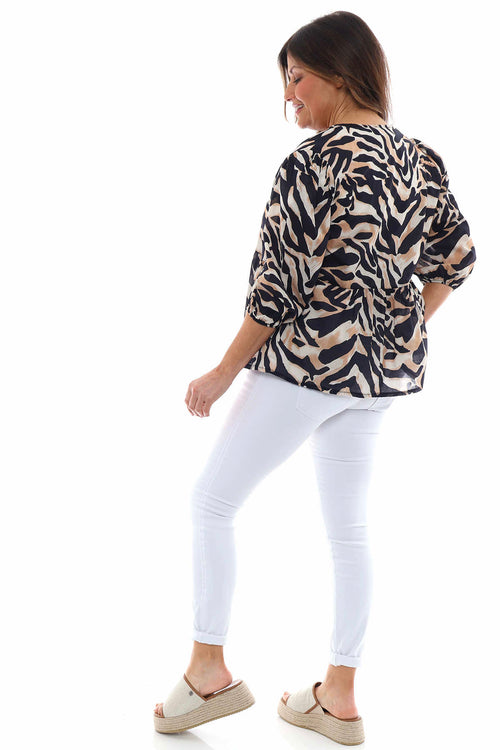 Hera Zebra Print Cotton Jacket Black - Image 6