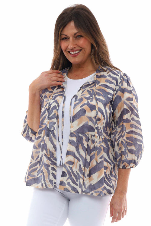 Hera Zebra Print Cotton Jacket Mid Grey - Image 2