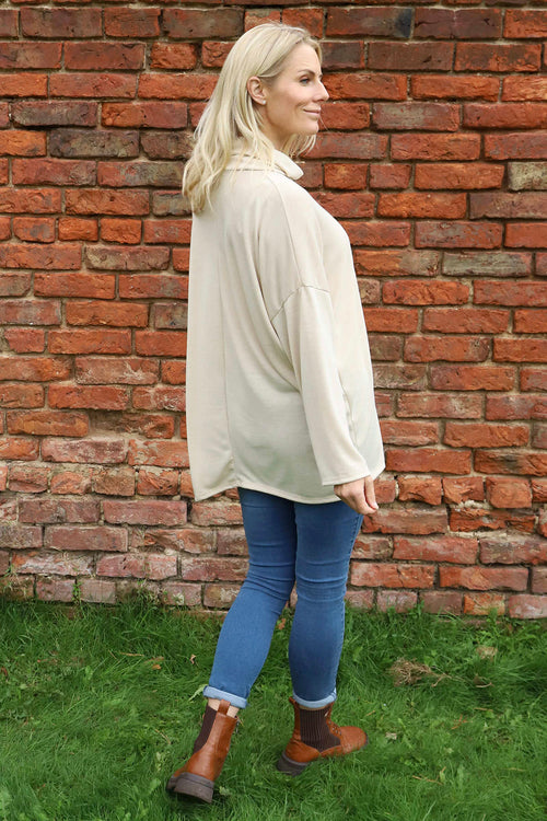 Tarka Cowl Neck Top Stone - Image 4