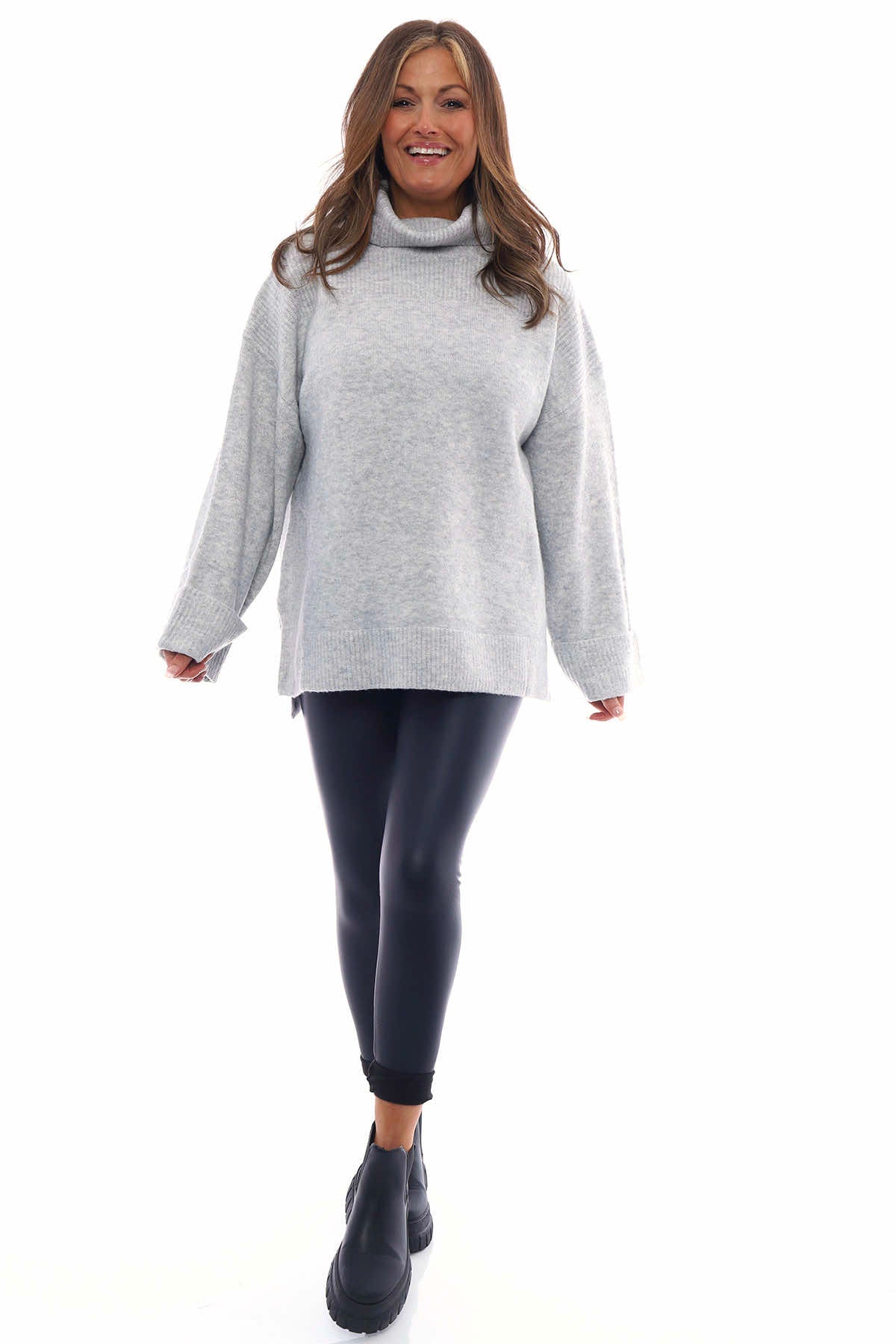 Delphi Polo Neck Knitted Jumper Grey