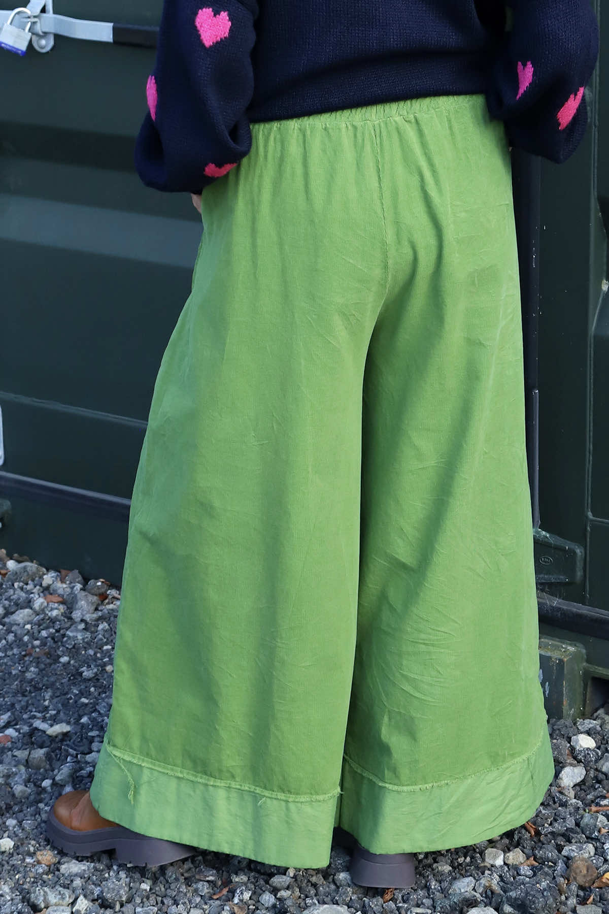 Odette Wide Leg Needlecord Trousers Green