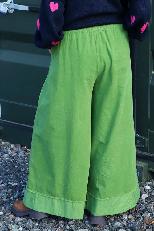 Odette Wide Leg Needlecord Trousers Green - Image 4