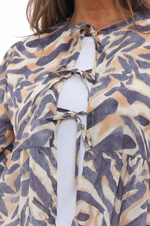 Hera Zebra Print Cotton Jacket Mid Grey - Image 4