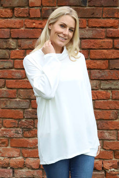 Tarka Cowl Neck Top White