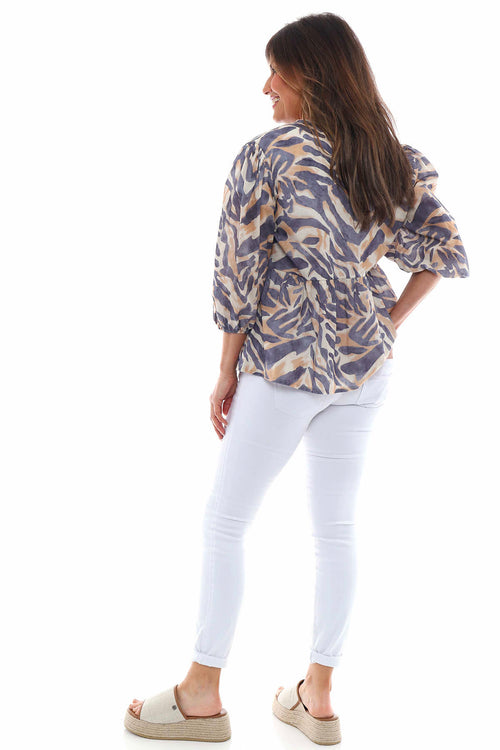 Hera Zebra Print Cotton Jacket Mid Grey - Image 6