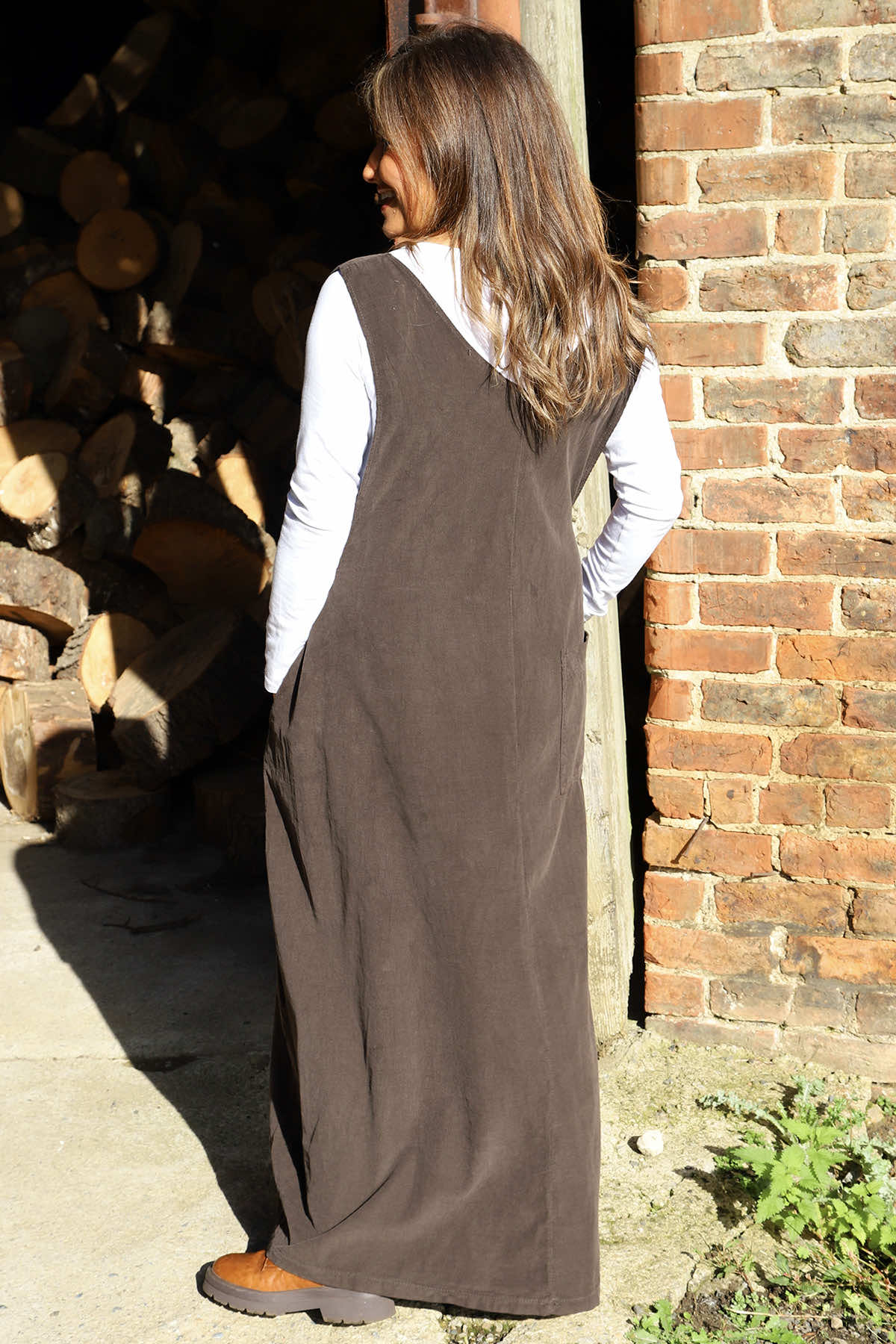 Cara Needlecord Dress Cocoa