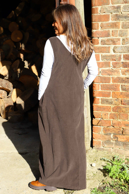 Cara Needlecord Dress Cocoa - Image 4