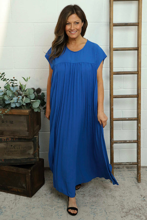 Renata Pleated Dress Cobalt - Image 2