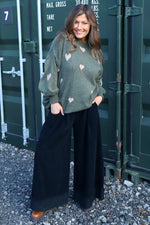 Odette Wide Leg Needlecord Trousers Black Black - Odette Wide Leg Needlecord Trousers Black