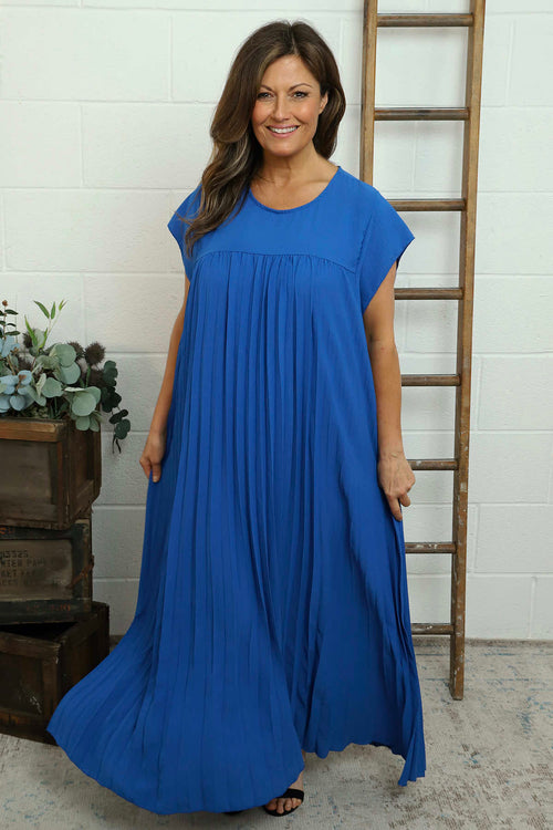 Renata Pleated Dress Cobalt - Image 1