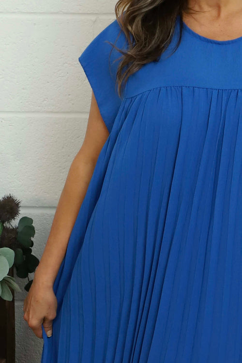 Renata Pleated Dress Cobalt - Image 3