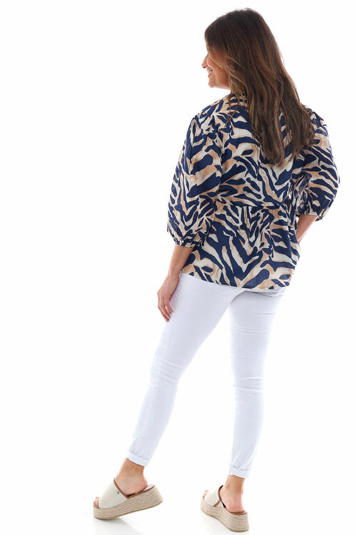 Hera Zebra Print Cotton Jacket Navy - Image 6