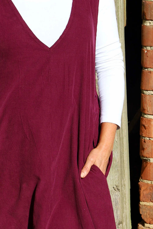 Cara Needlecord Dress Burgundy - Image 3