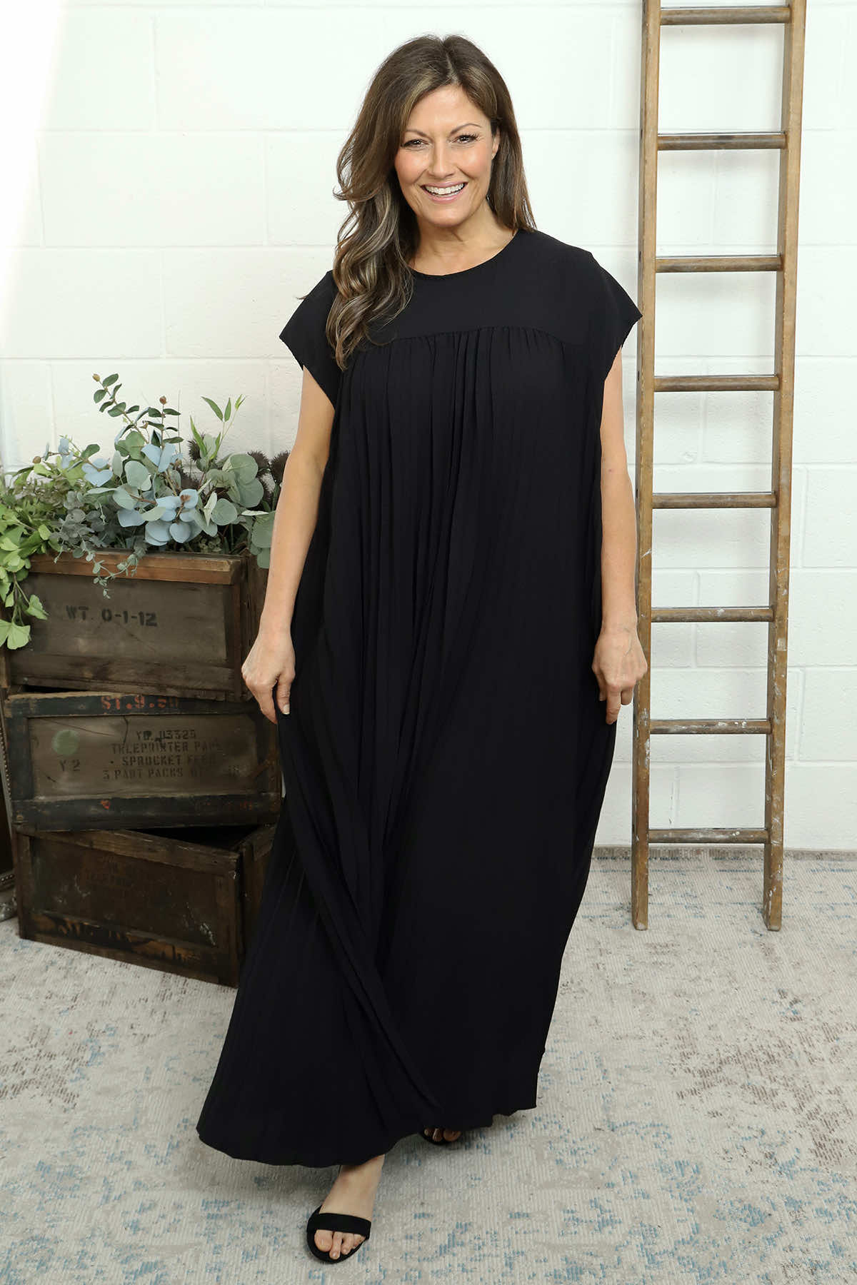 Renata Pleated Dress Black