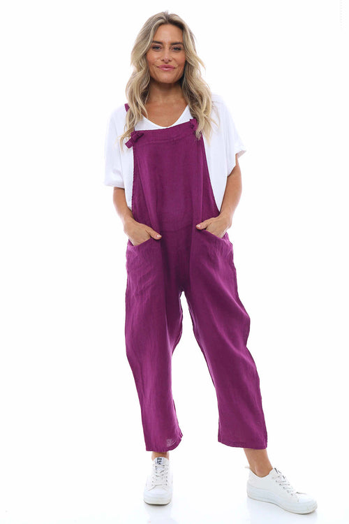 Pabo Linen Dungarees Berry