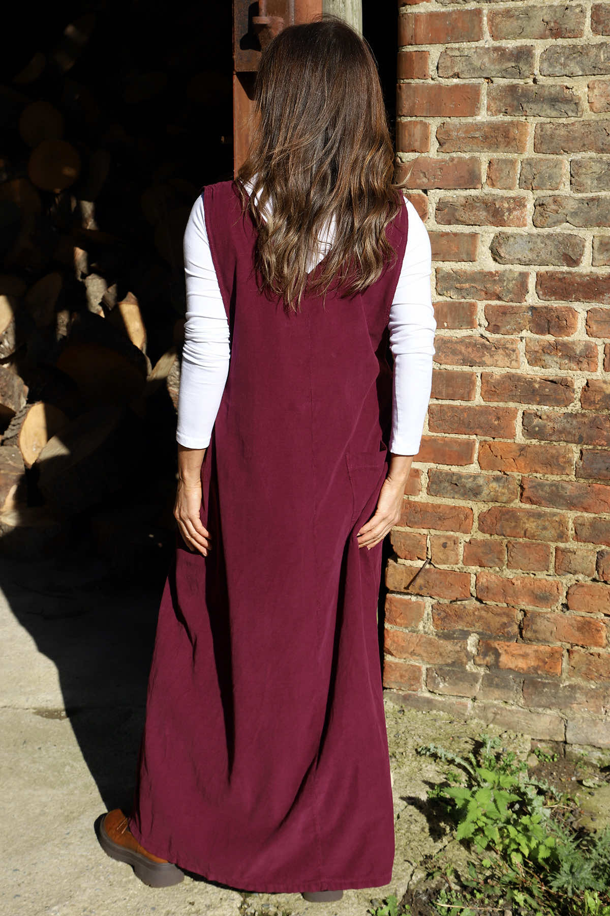 Cara Needlecord Dress Burgundy