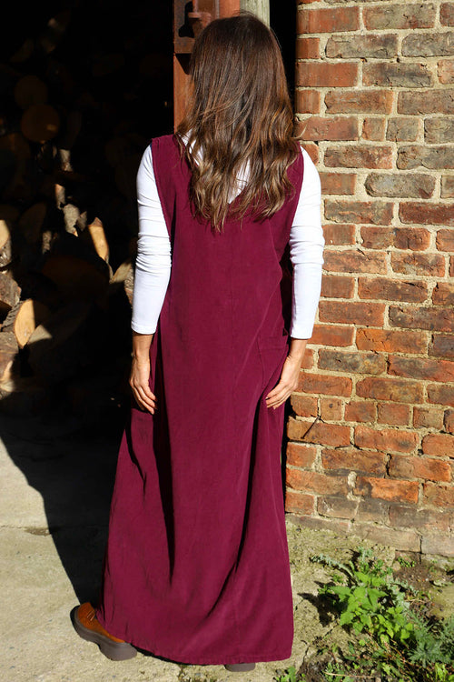 Cara Needlecord Dress Burgundy - Image 4