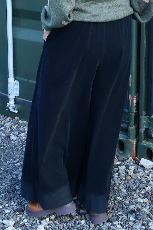 Odette Wide Leg Needlecord Trousers Black - Image 4