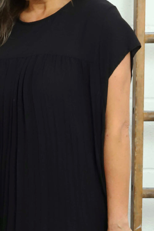 Renata Pleated Dress Black - Image 3