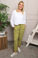 Joetta Trousers Olive Olive - Joetta Trousers Olive