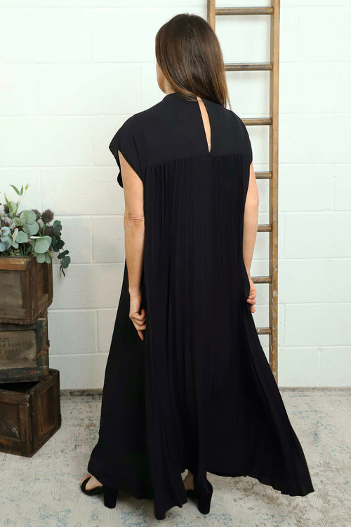 Renata Pleated Dress Black - Image 4