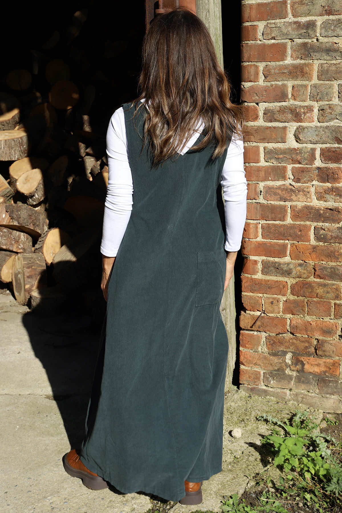 Cara Needlecord Dress Charcoal