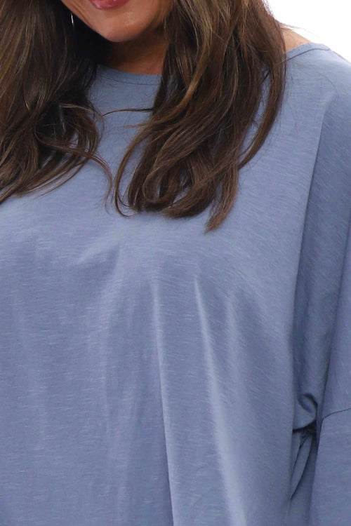 Giovanna Frill Cotton Top Blue Grey - Image 7