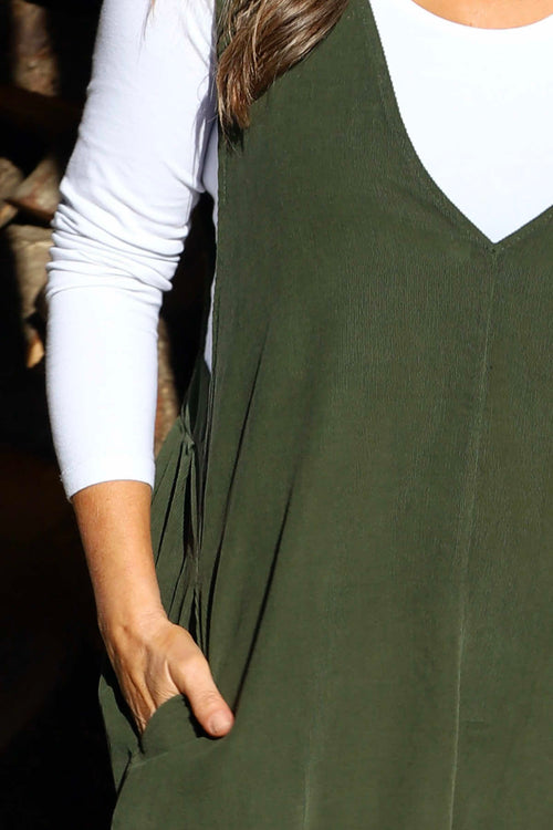 Cara Needlecord Dress Khaki - Image 3