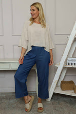 Maya Linen Top Stone Stone - Maya Linen Top Stone