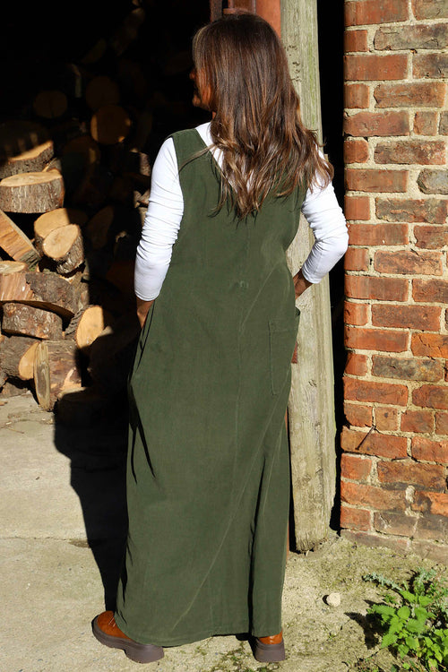 Cara Needlecord Dress Khaki - Image 4