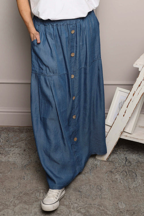 Docia Button Denim Skirt Mid Denim - Image 3