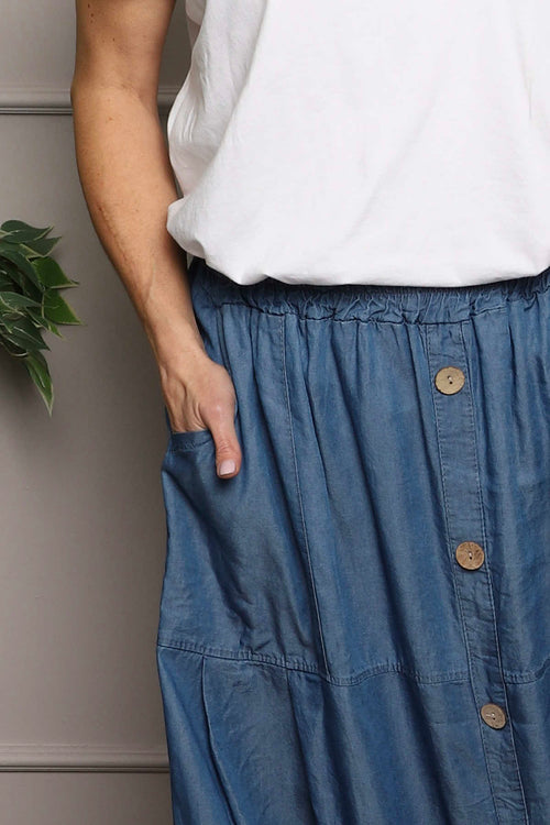 Docia Button Denim Skirt Mid Denim - Image 4
