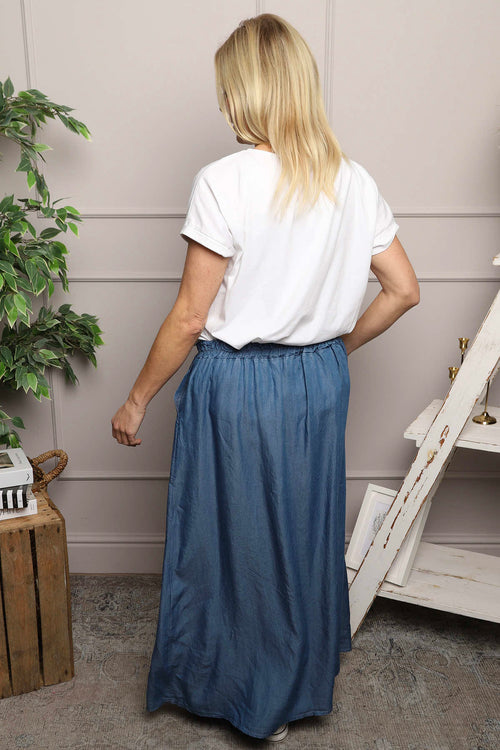 Docia Button Denim Skirt Mid Denim - Image 5