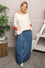 Docia Button Denim Skirt Mid Denim Mid Denim - Docia Button Denim Skirt Mid Denim