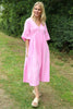 Alessandra Crinkle Cotton Dress Pink