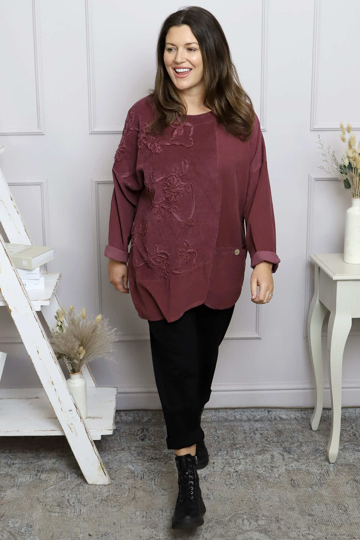 Jessa Needlecord Top Plum