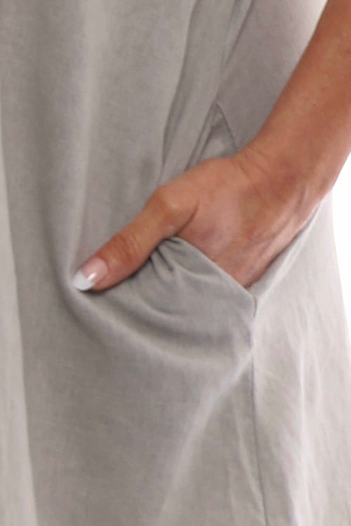 Idina Washed Button Back Linen Dress Mocha - Image 3