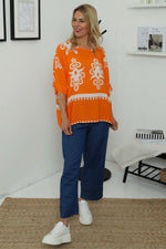 Pixie Print Top Orange Orange - Pixie Print Top Orange