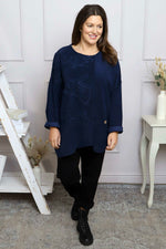 Jessa Needlecord Top Navy Navy - Jessa Needlecord Top Navy