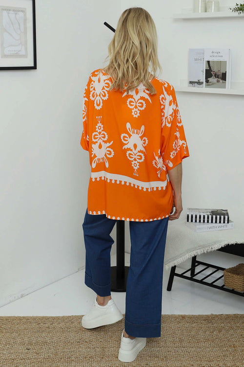Pixie Print Top Orange - Image 4